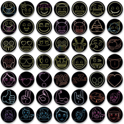 MORCART 54Pcs Emoji Refrigerator Magnets Fridge Magnets for Locker Whiteboard - Neon Magnets Funny Magnets for School Home Kitchen Office Gift for Family and Friend EM-026