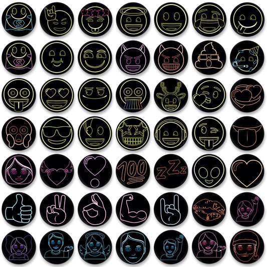 MORCART 54Pcs Emoji Refrigerator Magnets Fridge Magnets for Locker Whiteboard - Neon Magnets Funny Magnets for School Home Kitchen Office Gift for Family and Friend EM-026