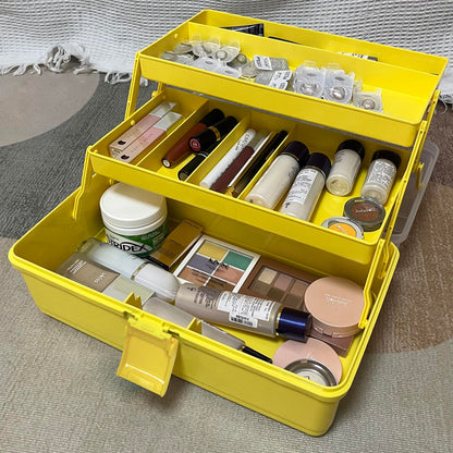 13 Inch Sewing Box Three Layers, Plastic Craft Organizers and Storage, Multifunction Craft Organizer/First Aid Medicine Box/Tool Organizers and Storage with Lids