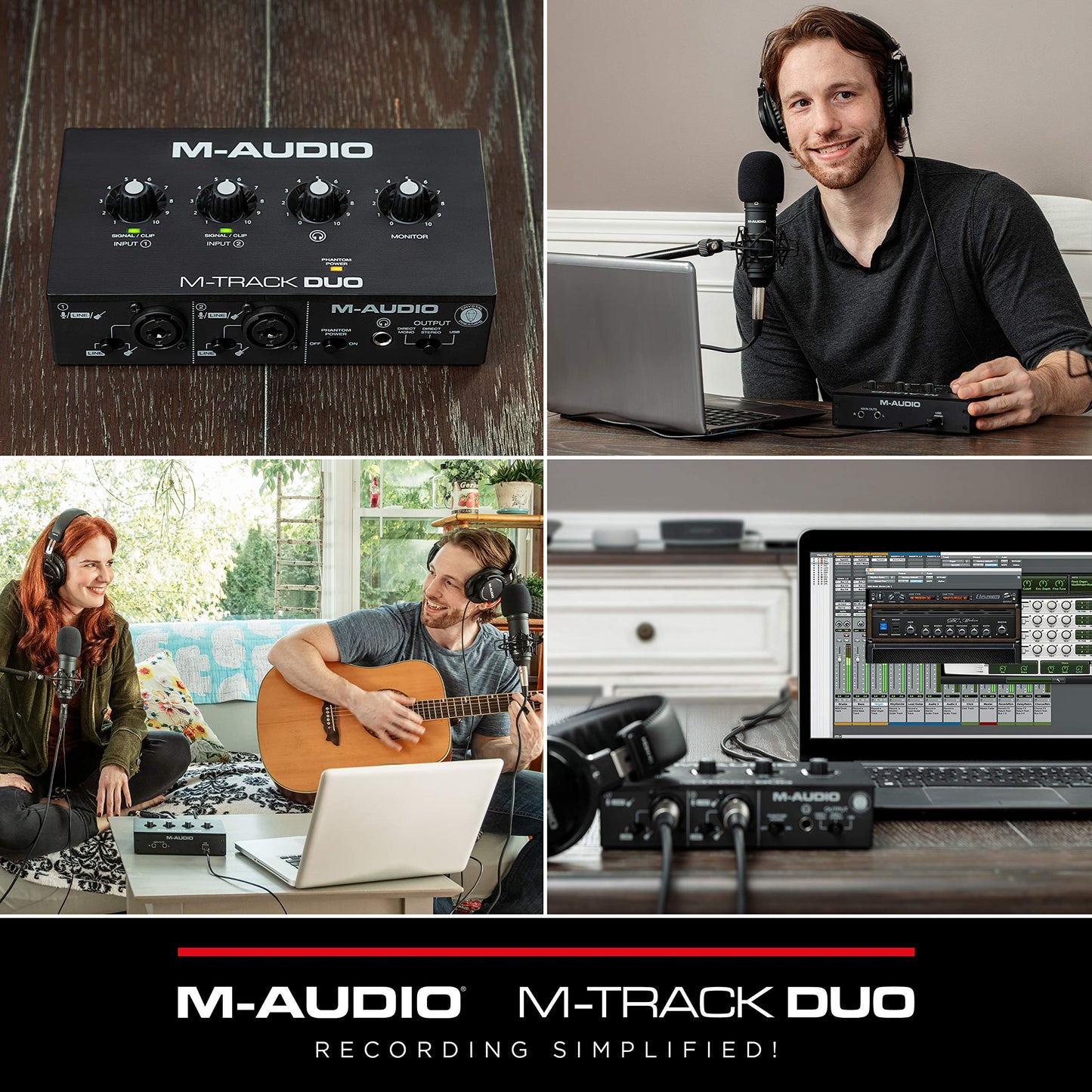 M-Audio M-Track Duo – USB Audio Interface for Recording, Streaming and Podcasting with Dual XLR, Line & DI Inputs, plus a Software Suite Included