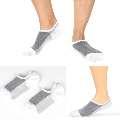 Mottee&Zconia No Show Low Cut Socks Mens Invisible Anti-Slip Black White Cotton Casual socks 8pack Plus Size11-13