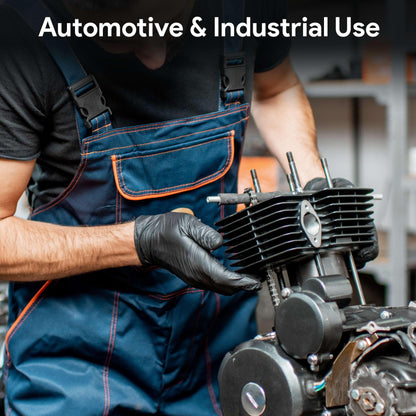 6 Mil Black Nitrile Gloves Medium, Heavy-Duty Disposable Gloves for Mechanics, Food Prep, and Medical Use - Powder-Free, Latex-Free, Extra Thick & Puncture-Resistant Rubber Glove - 50 Count