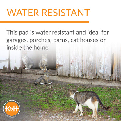 K&H Pet Products Heated Extreme Weather Outdoor Kitty Pad Petite, Waterproof Heated Cat Mat, Pet Warmer for Outside Feral Cat Houses, Indoor Outdoor Warming Pet Mat - Petite 12 X 9in Tan 25W