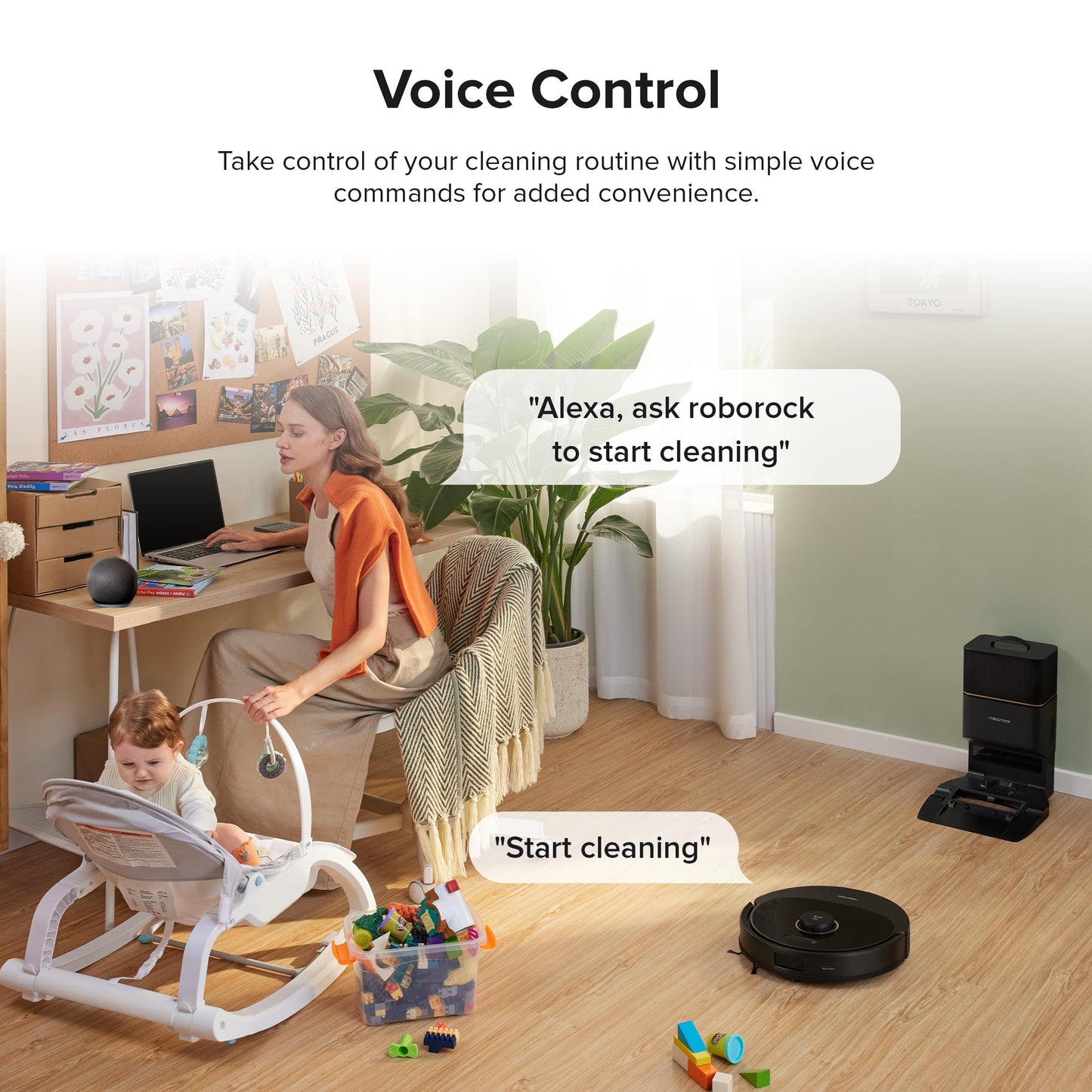 roborock Q8 Max+ Robot Vacuum and Mop, Self-Emptying, Hands-Free Cleaning for up to 7 Weeks, Reactive Tech Obstacle Avoidance, 5500 Pa Suction, DuoRoller Brush, APP-Controlled Mopping, Black