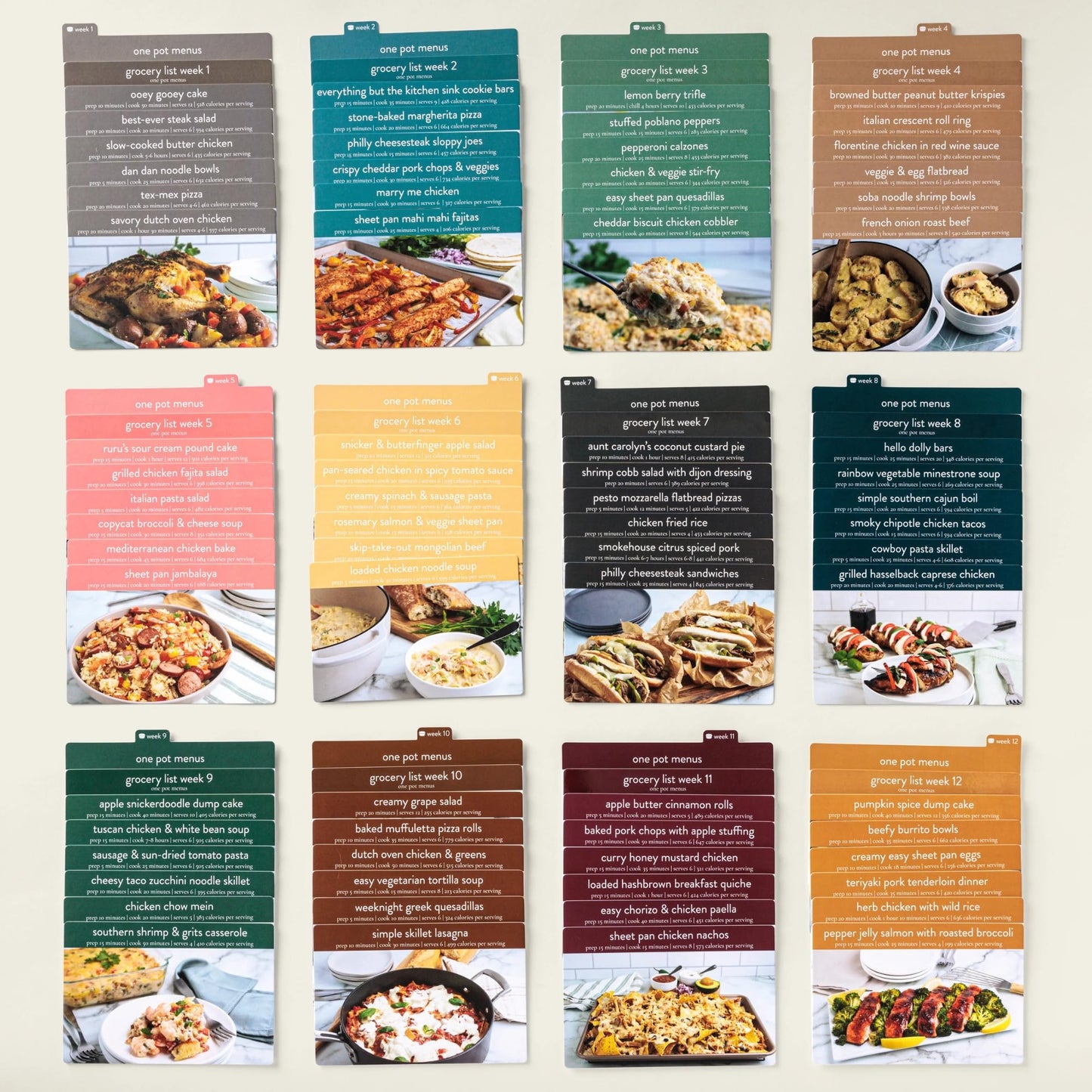 One Pot Meal Planner with 72 Recipe Cards (Photo Edition) - Weekly Menu Plans | Sturdy Recipe Box | 12 Reusable Grocery Shopping Lists | 5 Blank Recipe Cards | Recipe Card Protector | Recipe Ideas