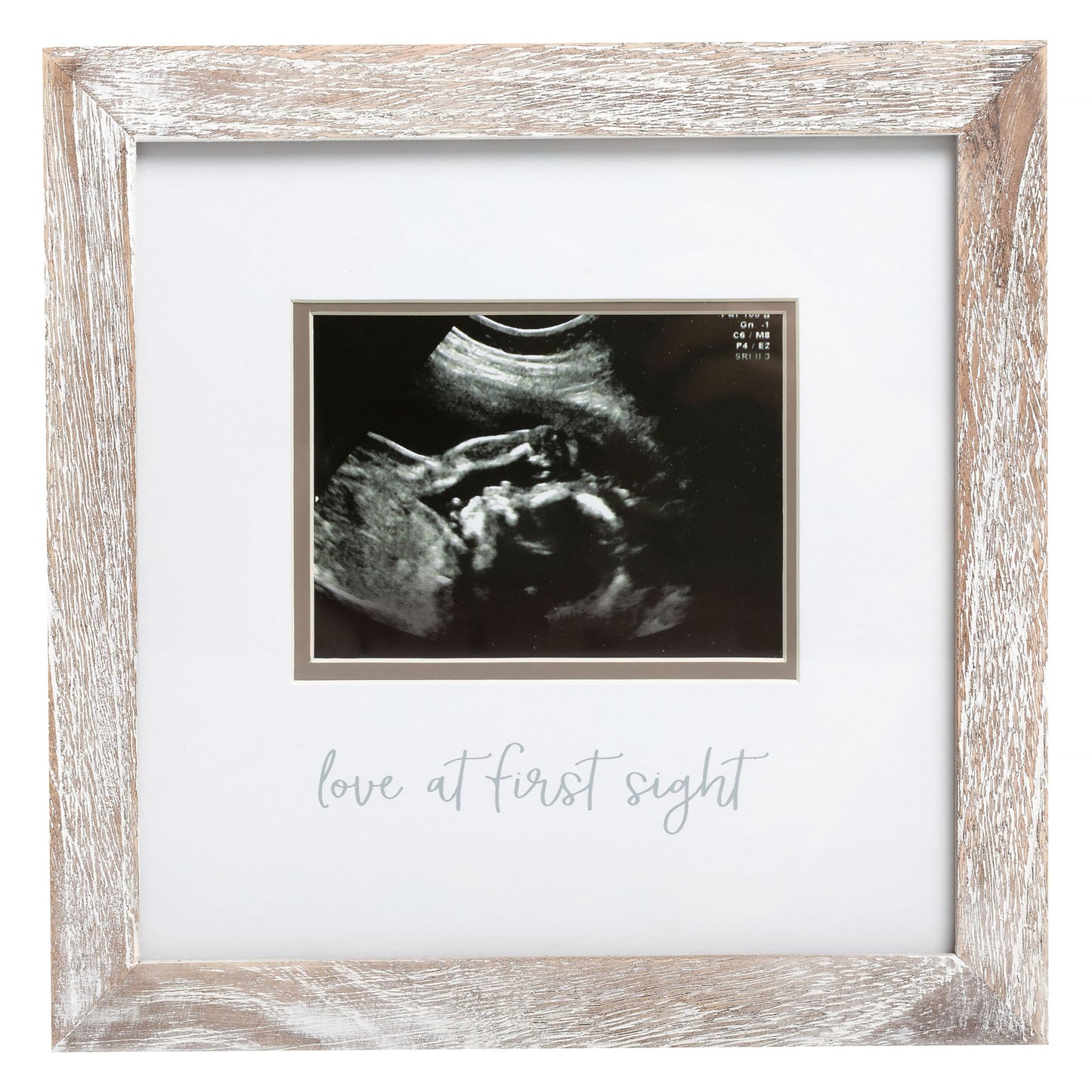 Pearhead Love at First Sight Sonogram Picture Frame, Gender Neutral Ultrasound Keepsake, Baby Gift for Expecting Parents, Ideal Pregnancy, Shower and Nursery Decor, 4” x 3” Photo Insert, Rustic