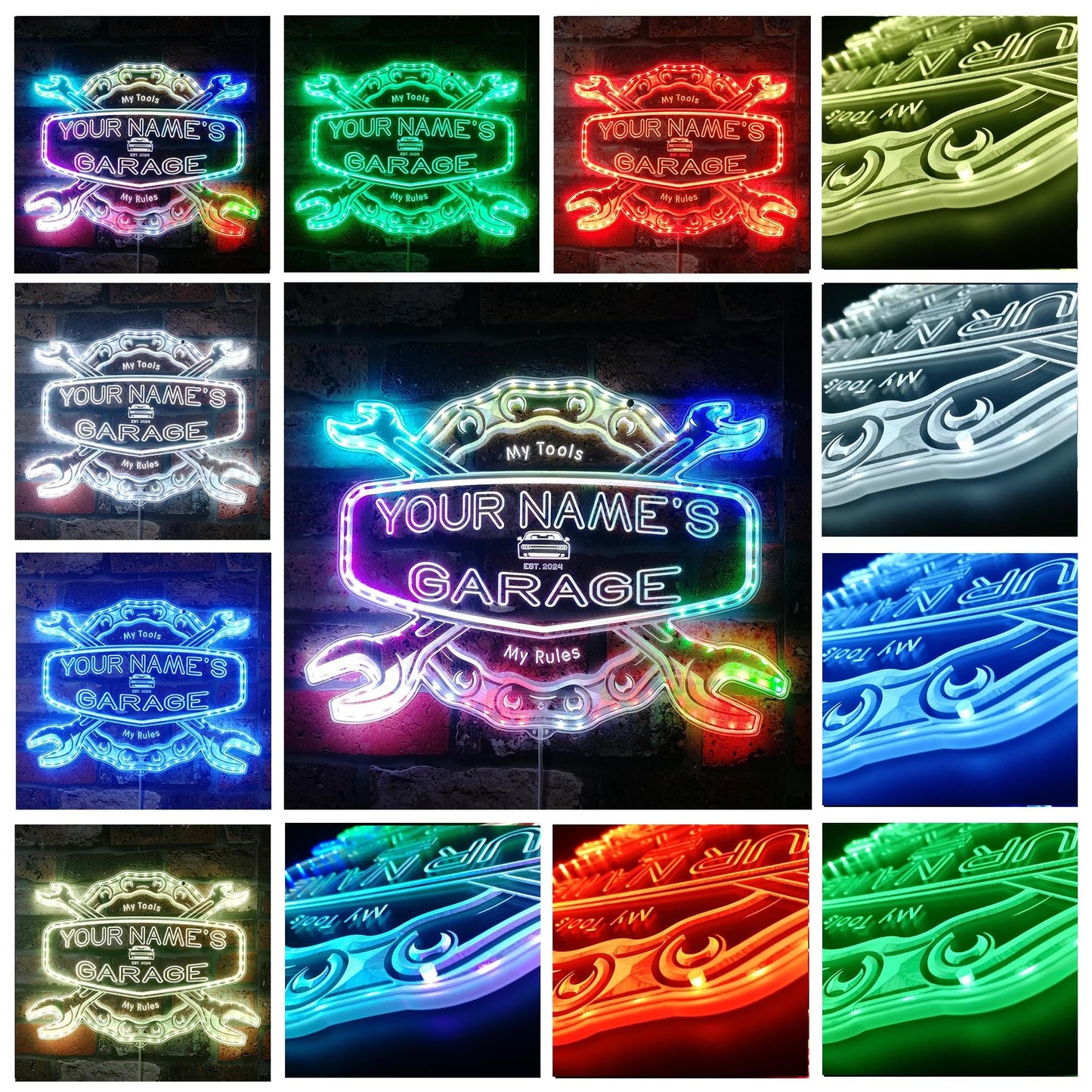 ADVPRO Personalized Your Name Garage Man Cave RGB Dynamic Glam LED Sign - Cut-to-Edge Shape - Smart 3D Decoration - Multicolor Signage st06s64-fnd-pp1-tm-c