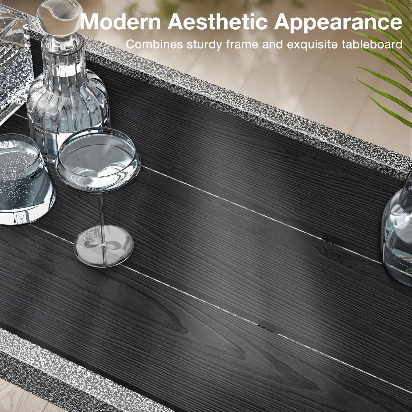 Mr IRONSTONE Outdoor Bar Table 53'' Patio Table Pub Height Dining Table with Waterproof Top and Hammer Finish Stand for Hot Tub, Garden, Backyard