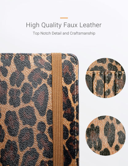 Mymazn Leopard Passport Holder Passport Case Travel Wallet with Vaccination Card Holder Passport Cover with RFID Blocking Clear Pocket For Photo (leopard)