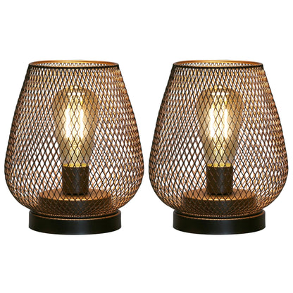 JHY DESIGN Set of 2 Metal Cage LED Lantern Battery Powered Cordless Accent Light with LED Great for Weddings Parties Patio Events for Indoors Outdoors