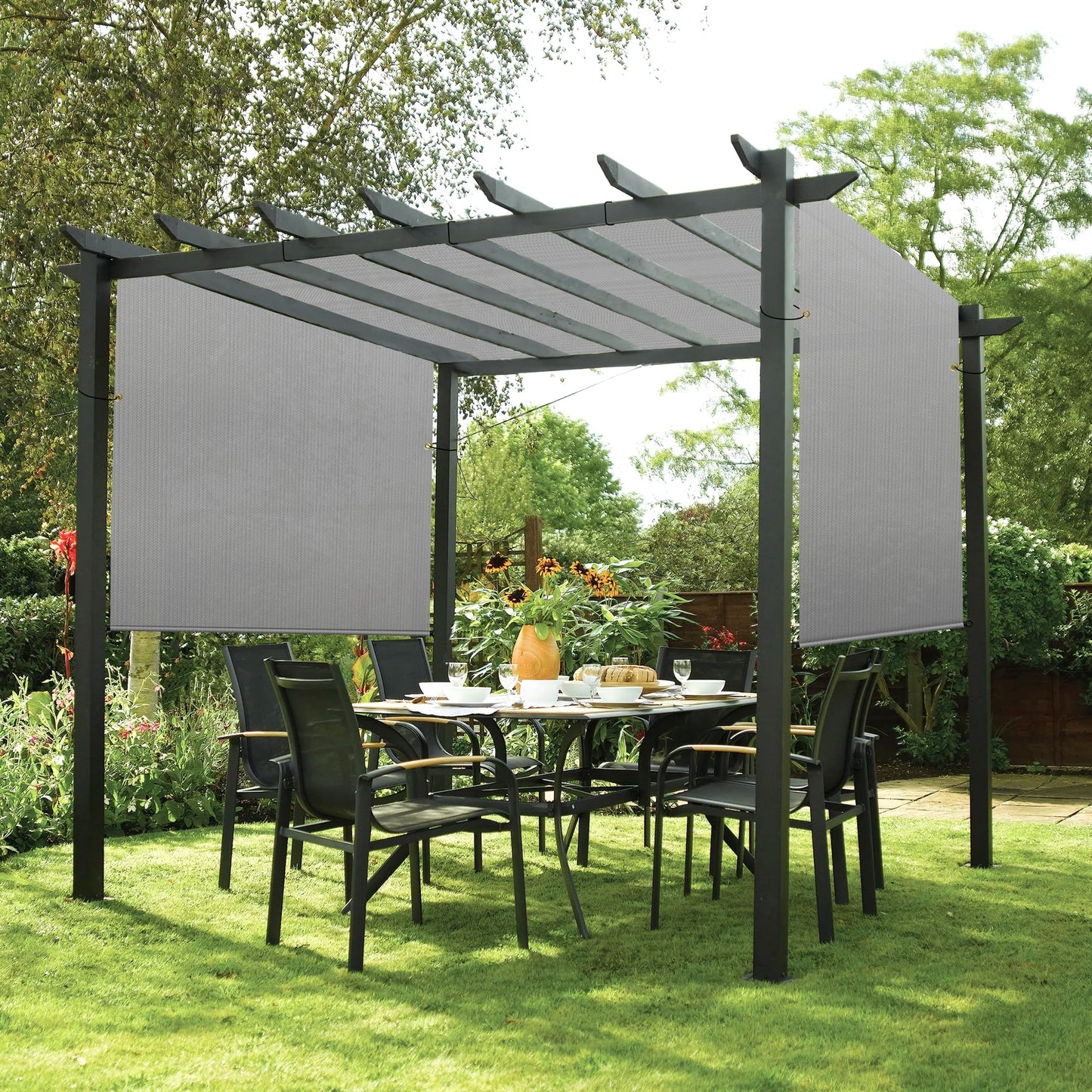 Patio Paradise 10' x 16' Pergola Canopy Replacement Cover Shade Cloth with Grommets Weighted Rods Outdoor Sun Shade Screen UV Block for Gazebo Backyard Deck Porch Balcony, Light Gray