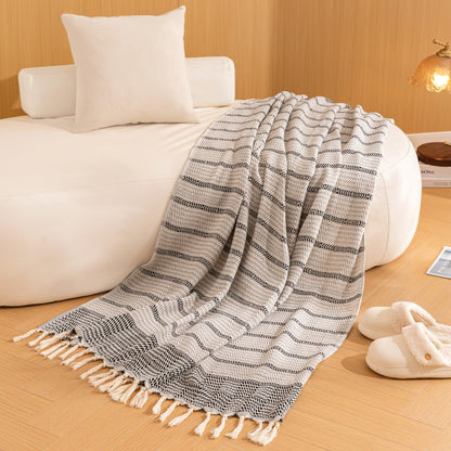 Peshtemania Premium Cotton Boho Throw Blanket |50”x60”| Grey Black and White Throw Blankets for Bed Sofa Couch Outdoor Farmhouse Turkish Throws Blankets for Sofa Bedroom Picnic Blankets Yoga