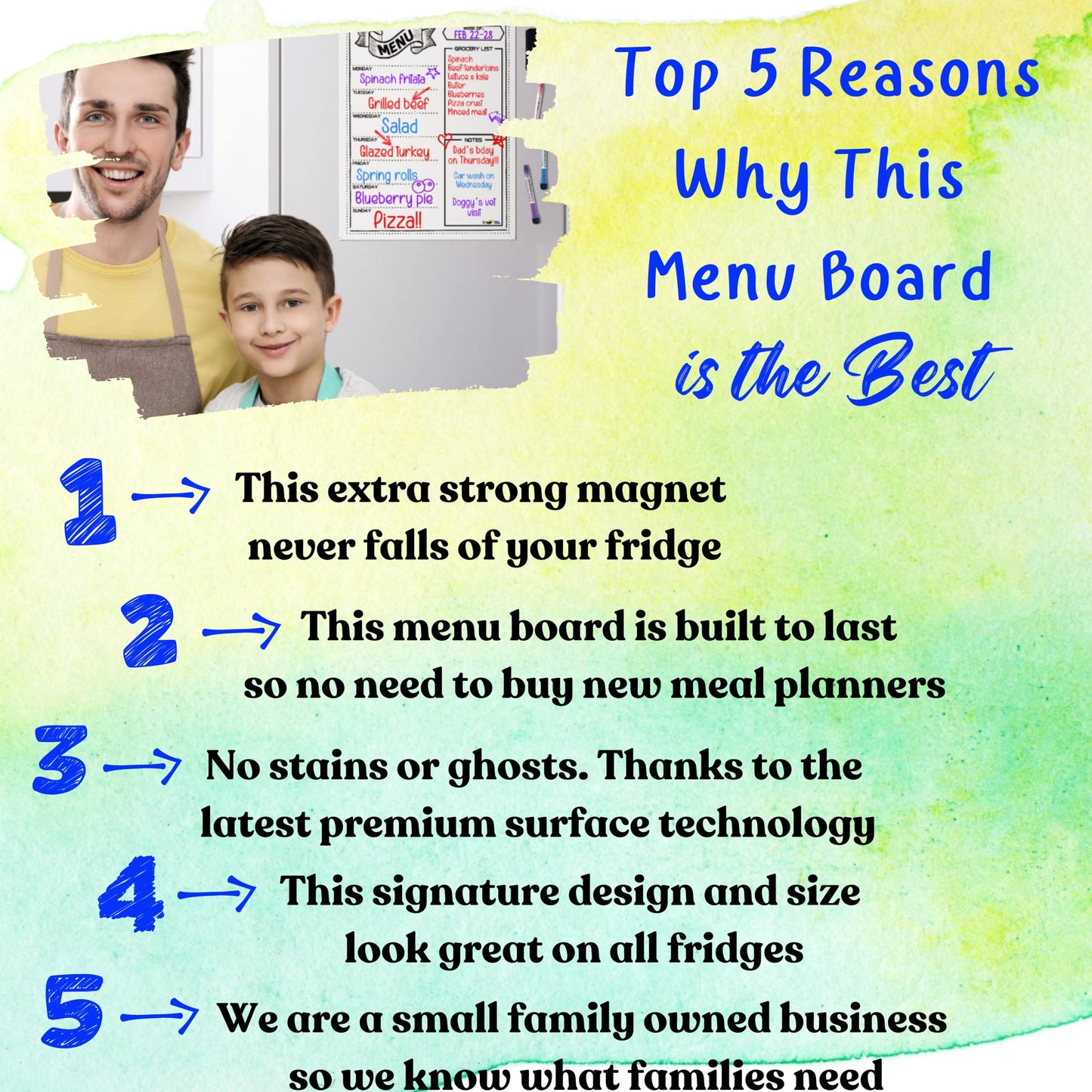 Magnetic Weekly Meal Planner for Refrigerator – 16x12” Dry Erase Menu Board for Kitchen – Fridge Calendar with 3 Markers & Eraser – Track Meals, Groceries, Notes & More – Easy-Clean Whiteboard