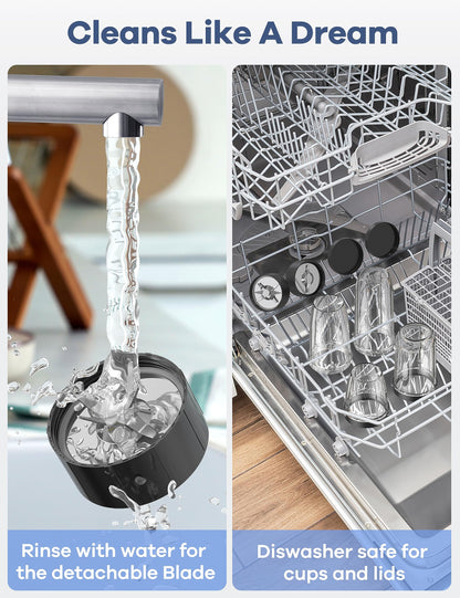 Ganiza Smoothie Blender, 900W Blenders for Shakes and Smoothies, 15-Piece Personal Blender and Grinder Combo for Kitchen, Smoothies Maker with 4 BPA-Free Portable Cup, Nutritious Recipe