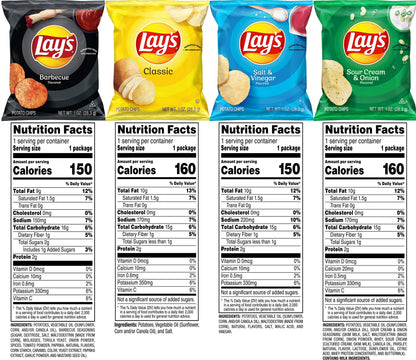 Lay's Potato Chips, 4 Flavor Variety Pack, 1 oz Single Serve Bags, (40 Pack)