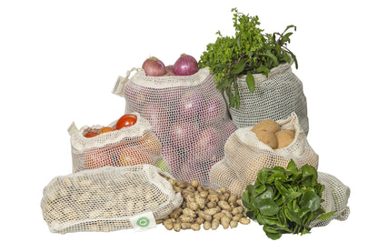 Mesh Grocery Bags - Veggie Bags Reusable - Reusable Mesh Fruit, Vegetable Bags - Eco-friendly Produce Bags - Cotton Net Bags for Produce - Reusable Bags for Produce | 6 Bags (3 XL, 3 L)