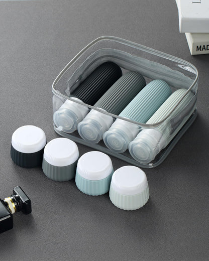 Mrsdry Travel Bottles - 8 Pack, TSA Approved Travel Size Toiletries, Leak Proof Silicone Squeezable Containers in Clear Bag