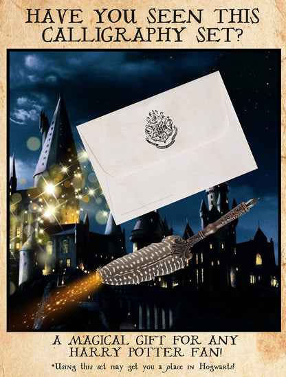 Harry Potter Calligraphy Set With Feather Quill Pen Ink A5 Paper Envelopes Stamp Stickers Fun Writing Kit Gifts for Kids