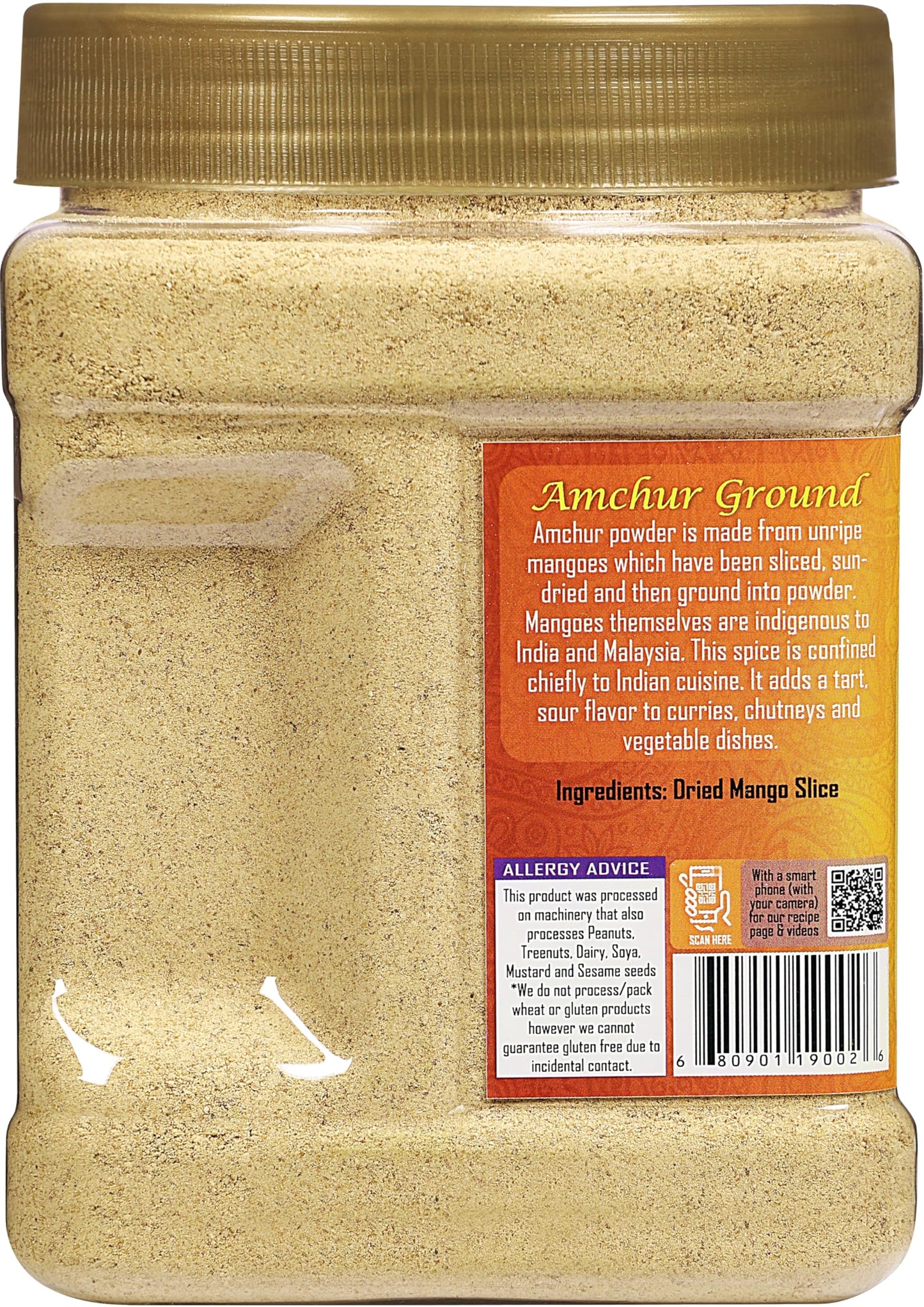 Rani Amchur (Mango) Ground Powder Spice 16oz (1lb) 454g PET Jar ~ All Natural, Indian Origin | No Color | Gluten Friendly | Vegan | NON-GMO | Kosher | No Salt or fillers