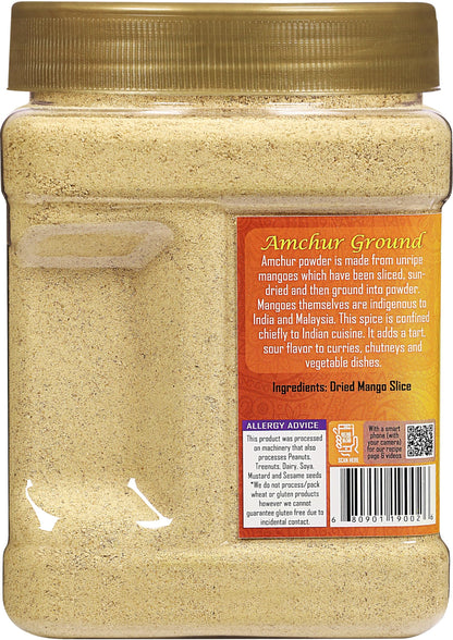 Rani Amchur (Mango) Ground Powder Spice 16oz (1lb) 454g PET Jar ~ All Natural, Indian Origin | No Color | Gluten Friendly | Vegan | NON-GMO | Kosher | No Salt or fillers