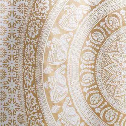 Popular Handicrafts Indian Hippie Mandala Kitchen Window Curtains - Elephant Bohemian Beautiful Drapery Bedroom Living Room Balcony Valance White Gold