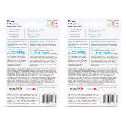 Munchkin® Draw™ Bath Crayons Toddler Bathtub Toys, Non-Toxic and Washable, For Kids 36 Months and Up, 10 Count