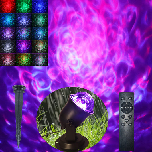 Hekation Christmas Halloween Outdoor Projector Lights, 15 Colors Water Wave Ocean Effect Night Light, Waterproof Yard Decorations With Remote and Timing