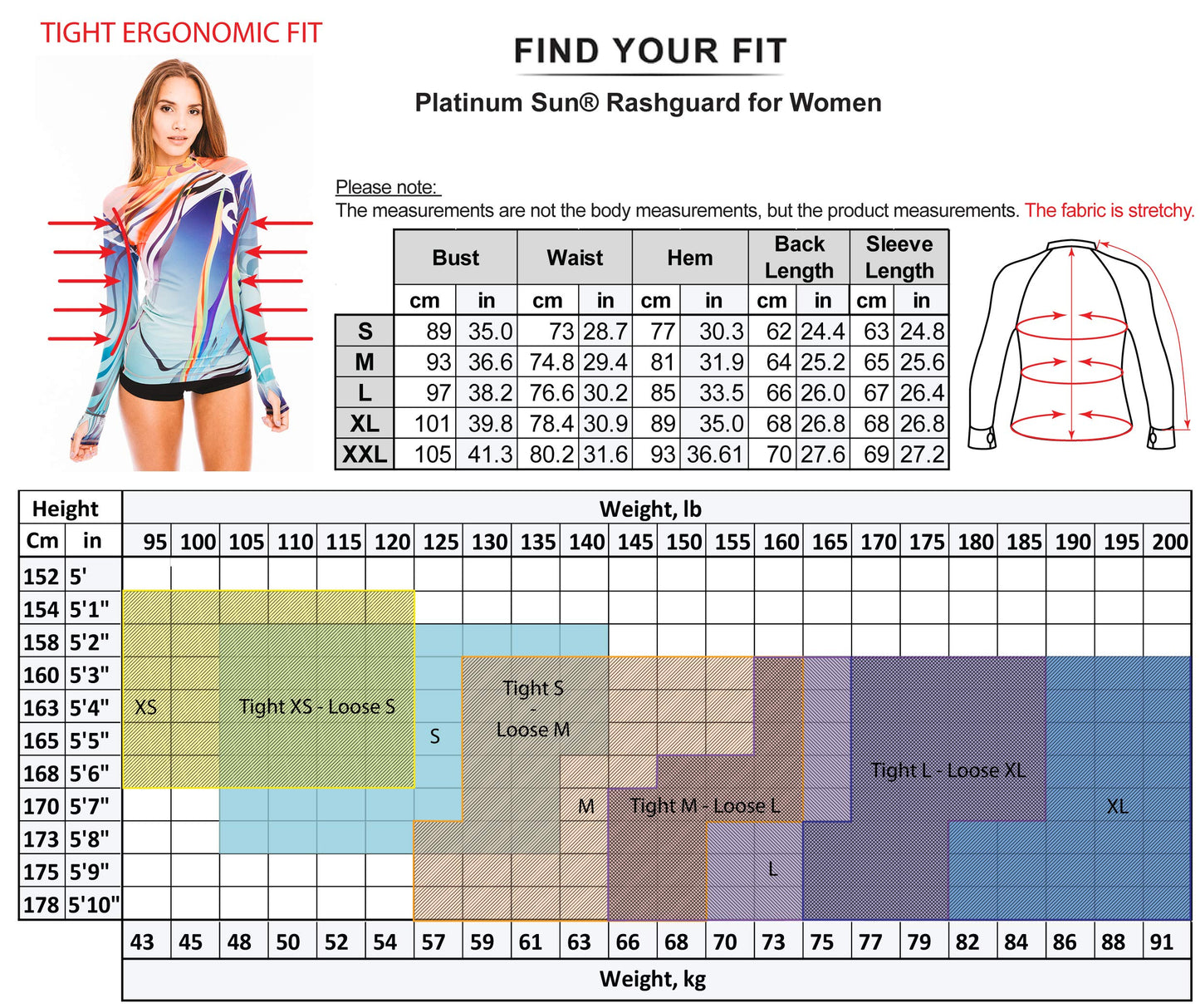 Platinum Sun Long Sleeve Rash Guard for Women (Azzura, L)