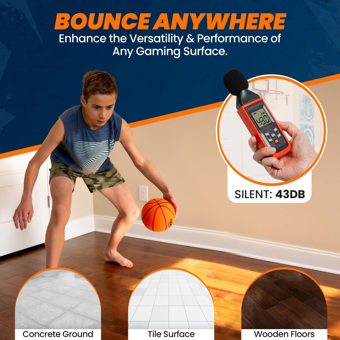 NERO SPORT Ninja Silent Basketball- Soft Foam Indoor Basketball Size 3 (7 inches) | Soundless for Quiet Dribbling and Indoor Training (Ball in Bag)