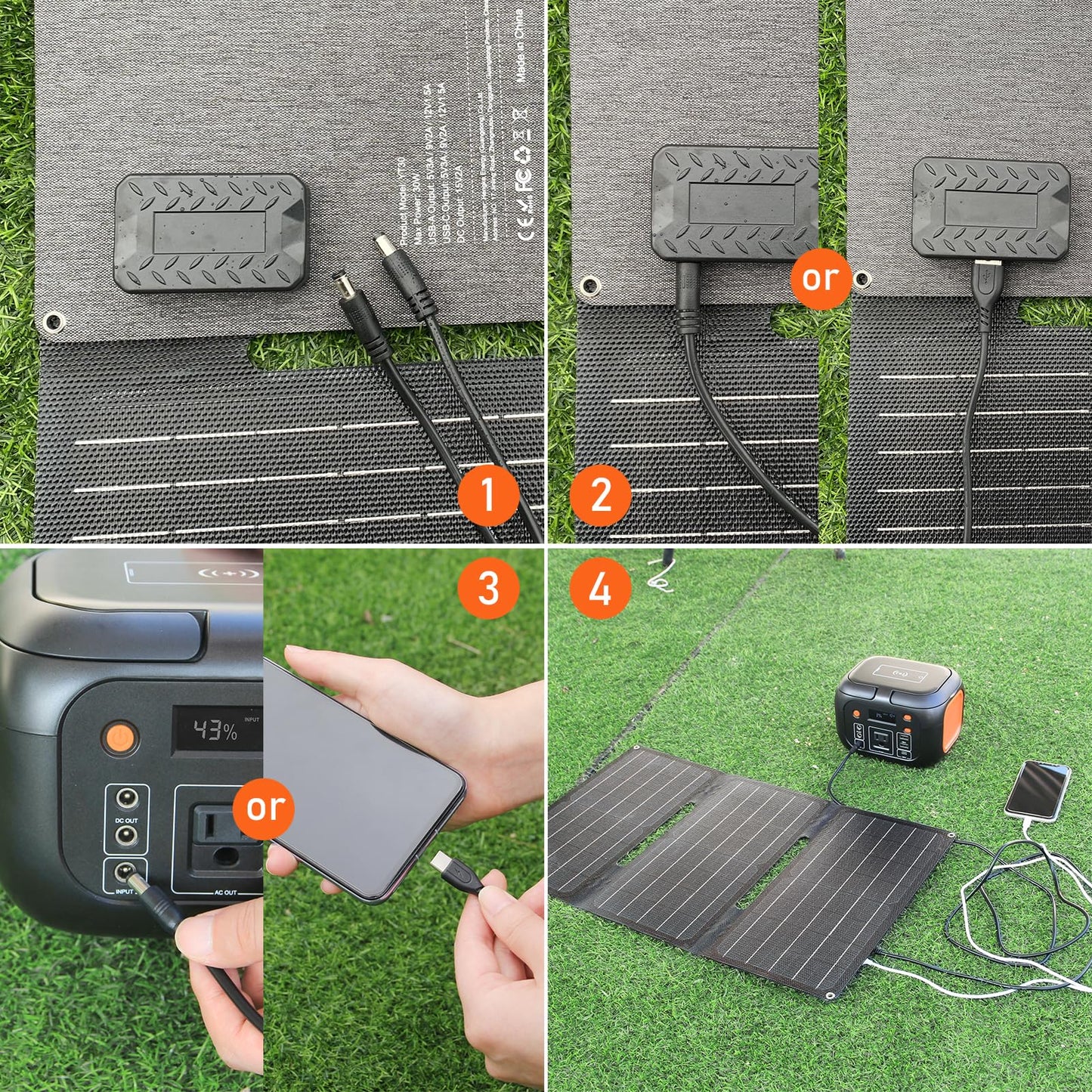 Portable Solar Generator, 150W Portable Power Station with Foldable 30W Solar Panel, 110V Pure Sine Wave 97Wh Lithium Battery Pack with Multi-Port LED Flashlights for Home Camping Hurricane Emergency
