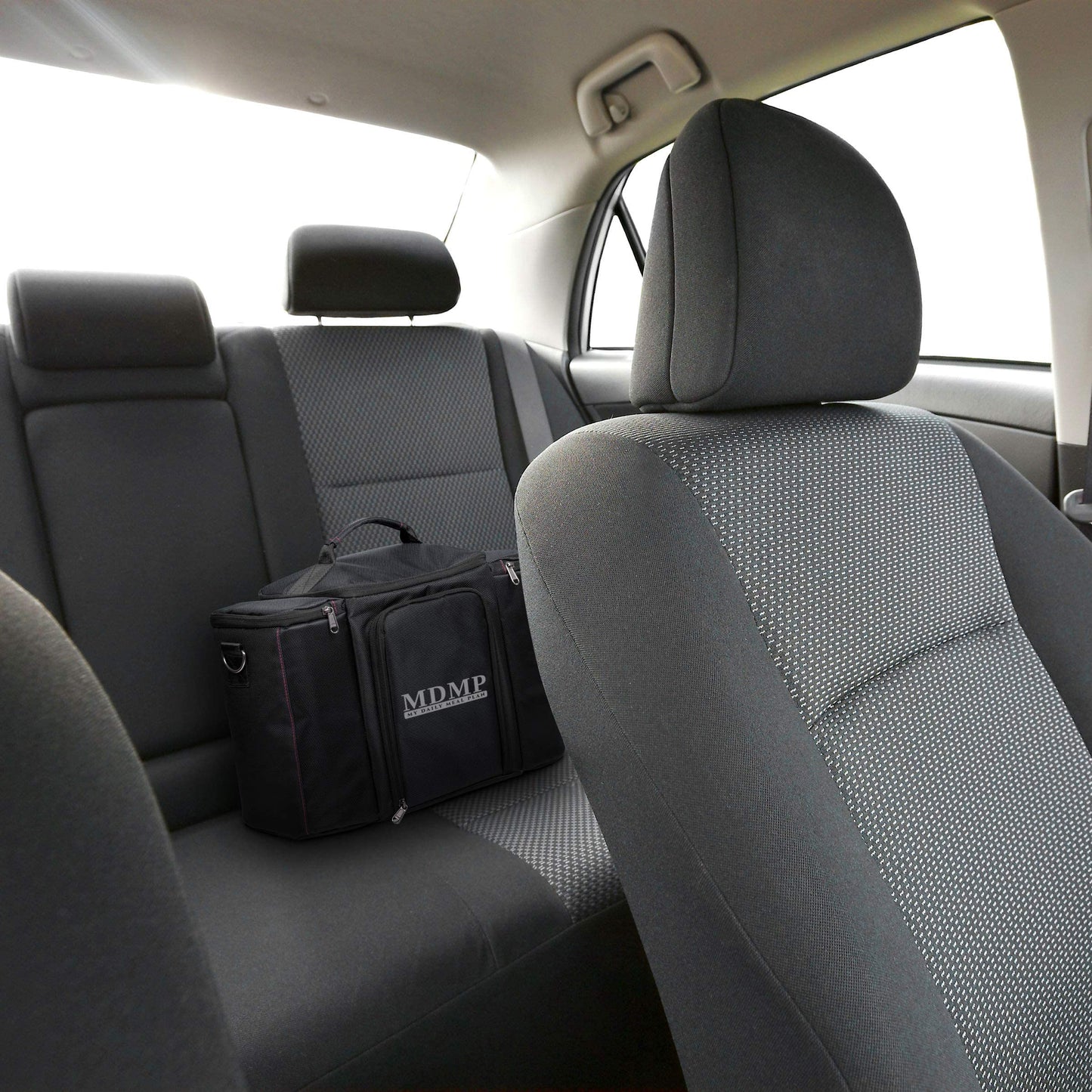 Meal Prep Lunch Bag/Box For Men, Women + 3 Large Food Containers (45 Oz.) + 2 Big Reusable Ice Packs + Shoulder Strap + Shaker With Storage. Insulated Lunchbox Cooler Portion Control Set (Black)