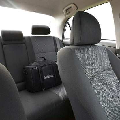 Meal Prep Lunch Bag/Box For Men, Women + 3 Large Food Containers (45 Oz.) + 2 Big Reusable Ice Packs + Shoulder Strap + Shaker With Storage. Insulated Lunchbox Cooler Portion Control Set (Black)