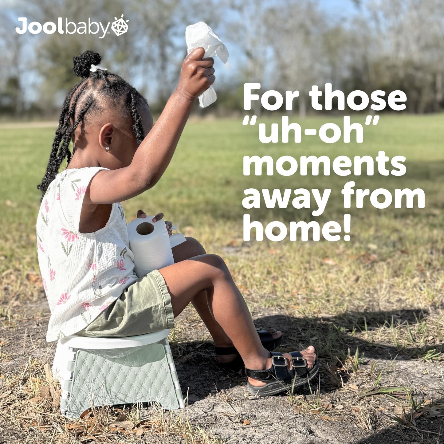 Jool Baby Portable Potty Training Chair with Travel Bag and 30 Liners, Foldable, Indoor/Outdoor Use, Camping (Sage)