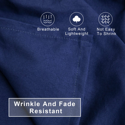 FLXXIE 4 Pieces Toddler Bedding Set, Soft and Breathable Microfiber Crib Sheet Set, Includes Quilted Comforter, Flat Top Sheet, Fitted Sheet, Envelope Pillow Case for Boys and Girls, Navy Blue