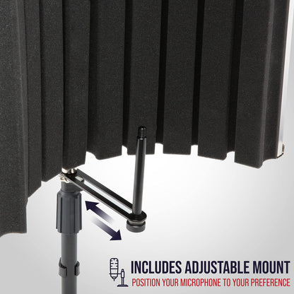 LyxPro VRI-30 Sound Absorbing and Vocal Booth Recording Microphone Isolation Shield Panel for Home Office and Studio Portable & Foldable Stand Mount Adjustable