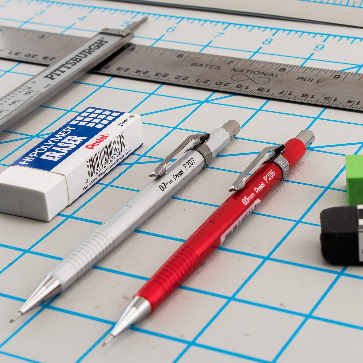 Pentel P207MBP3M1 Sharp Mechanical Drafting Pencil 0.7 mm Assorted Pastel Barrels 3/Pack