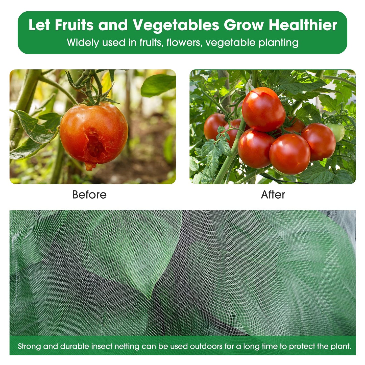 Mosquito Netting, 8 x 24 Ft Bird Netting for Garden Protection Insect Plant Covers for Vegetable Fruits, Garden Mesh Net Pest Barrier Protect Plant from Birds Bugs