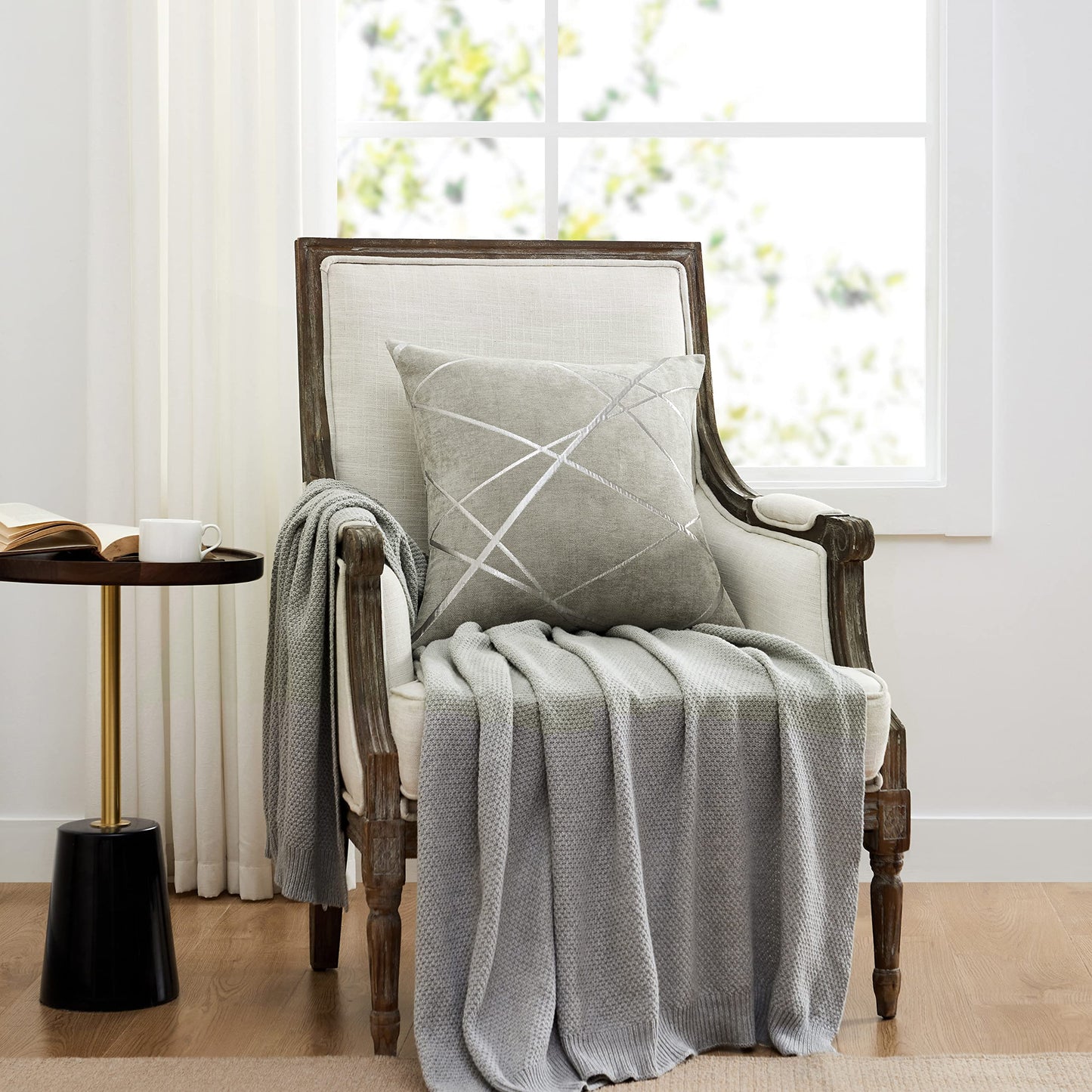 GIGIZAZA Decorative Couch Pillow Covers 22 x22,Sofa Thick Cushion Pillow Covers,Square Grey Luxury Pillows 2 Set