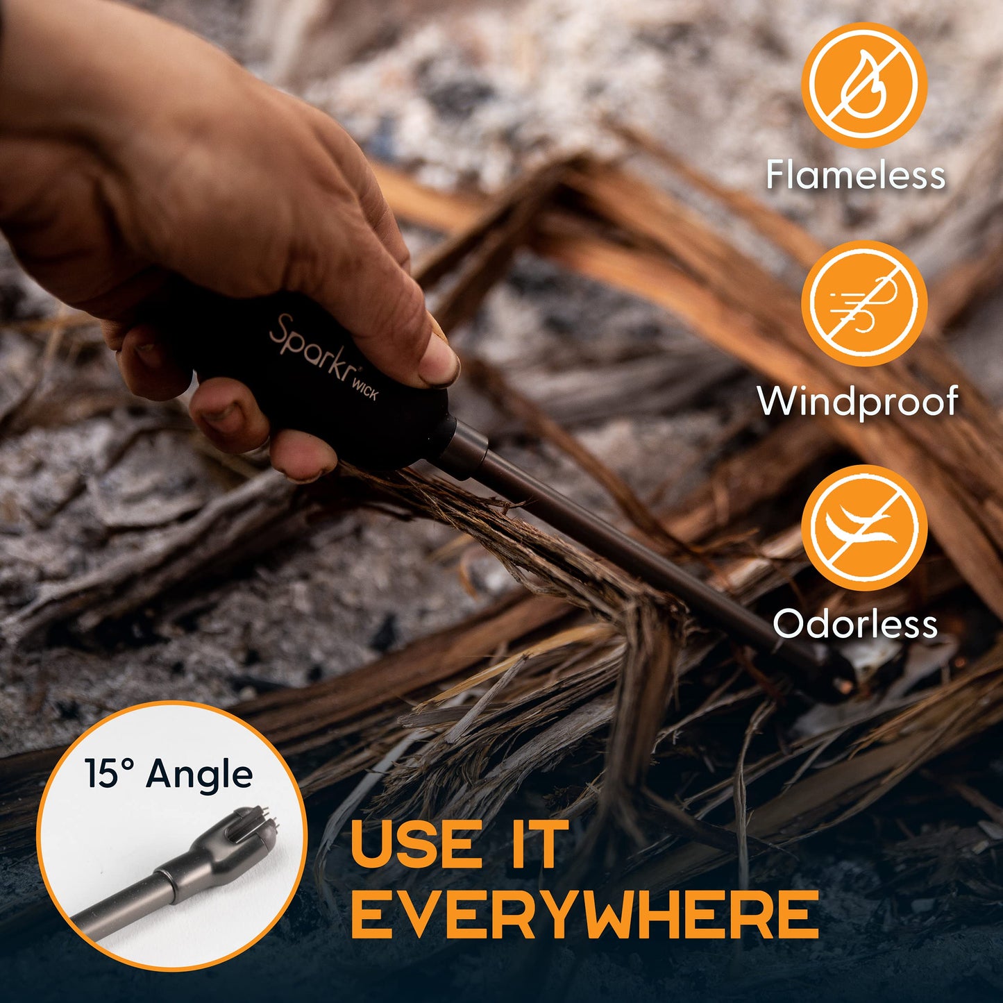 Power Practical Candle Lighter Sparkr USB Rechargeable Electric Lighter w/Plasma Technology & Extra Long Wand, Flameless Lighters for Candles, Camping, Cooking, Black