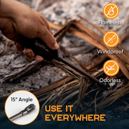 Power Practical Candle Lighter Sparkr USB Rechargeable Electric Lighter w/Plasma Technology & Extra Long Wand, Flameless Lighters for Candles, Camping, Cooking, Black