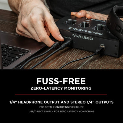 M-Audio M-Track Duo – USB Audio Interface for Recording, Streaming and Podcasting with Dual XLR, Line & DI Inputs, plus a Software Suite Included