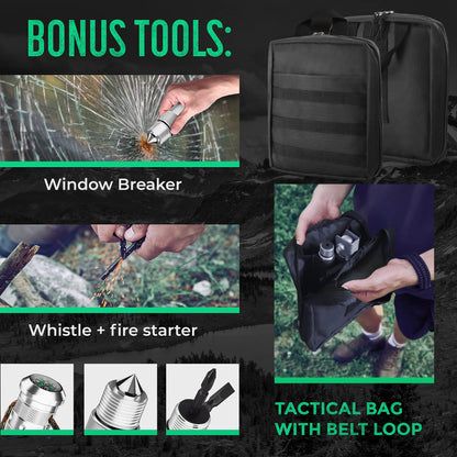 PATHWAY NORTH Survival Shovel and Camping Axe – Stainless Steel Tactical Survival Multi-Tool and Survival Hatchet Equipment for Outdoor Hiking Camping Gear, Hunting, Backpacking Emergency Kit(Silver)