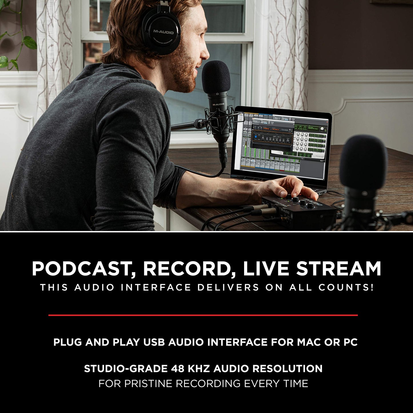 M-Audio M-Track Duo – USB Audio Interface for Recording, Streaming and Podcasting with Dual XLR, Line & DI Inputs, plus a Software Suite Included