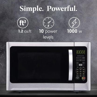 Farberware Countertop 1000 Watts 1.2 cu ft-Smart Sensor Microwave Oven with LED Lighting and Child Lock-Perfect for Apartments and Dorms-Easy Clean Black Interior, Stainless Steel