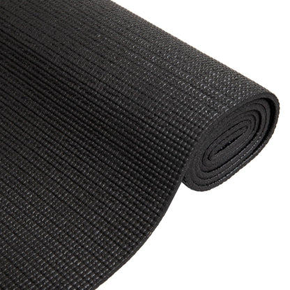 Mind Reader YOGAPVC-BLK All Purpose Extra Thick Yoga Fitness & Exercise Mats with Carrying Strap, High Density Anti-Tear, 68"L x 24"W x 0.3"Th, Black