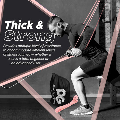 Physix Gear Workout Bands for Pullups Set, Pull Up Resistance Bands Set, Long Bands for Workout and Exercise Bands Pull Ups, Pull Ups Resistance Bands, Calisthenics, Pink (1 Band), 82in (208cm)