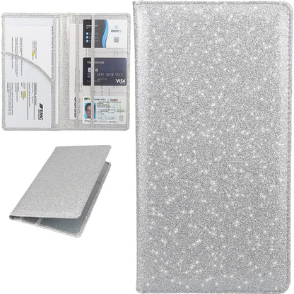 Miunice Car Registration and Insurance Holder, Bling Premium Pu Leather Vehicle Glove Box Organizer, Prefect Leather License Registration Holder for Driver License,Cards & Essential Documents (Silver)