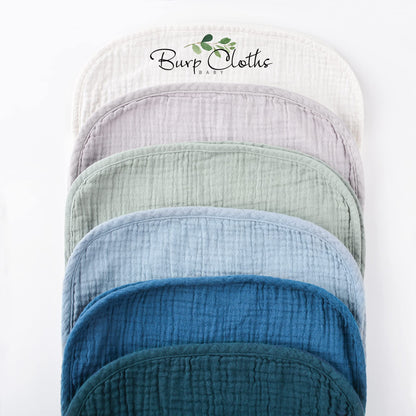 Konssy Muslin Baby Burp Cloths Sets for Unisex- 6 Pack Large 100% Cotton Burping Clothes for Newborn, Baby Girls and Boys