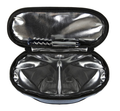 ALLCAMP 2 Bottle Wine Tote Carrier - Insulated Portable Padded Canvas Wine Bag for Travel, BYOB Restaurant, Wine Tasting, Party, Great Christmas Day Gift for Wine Lover，Blue