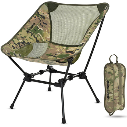 MARCHWAY Ultralight Folding Camping Chair, Heavy Duty Portable Compact for Outdoor Camp, Travel, Beach, Picnic, Festival, Hiking, Lightweight Backpacking (Camo)